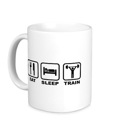 Керамическая кружка «Eat sleep train»