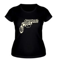 Женская футболка Пистолет из костей свет
