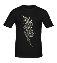 Мужская футболка Эскиз огненного дракона, свет