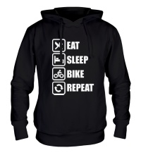 Толстовка с капюшоном Eat sleep bike repeat