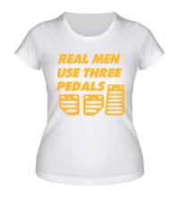 Женская футболка Real man use three pedals