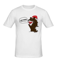Мужская футболка Медведь-снегурочка