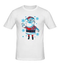 Мужская футболка Санта Клаус и снег