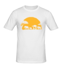 Мужская футболка Слоны на закате