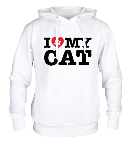 Толстовка с капюшоном «I love my Cat»
