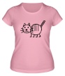 Женская футболка «Рисунок кота» - Фото 1