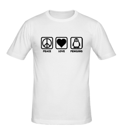 Мужская футболка «Peace love penguins»