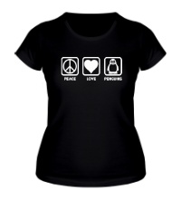 Женская футболка Peace love penguins