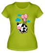 Женская футболка «Корова с шариками» - Фото 1