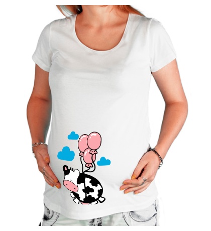 Купить футболку для беременной Корова с шариками