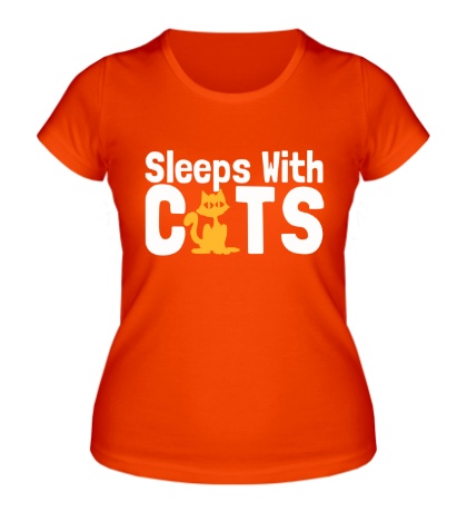 Женская футболка Sleeps with cats