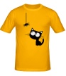 Мужская футболка «Кот и паучок» - Фото 1