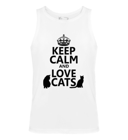 Мужская майка Keep calm and love cats.