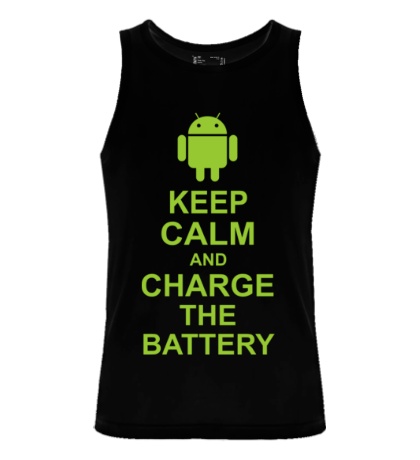Мужская майка Keep calm and charge the battery android