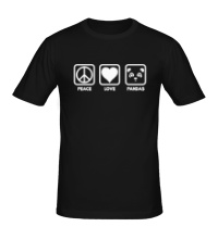 Мужская футболка Peace Love Pandas