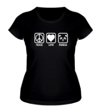 Женская футболка Peace Love Pandas