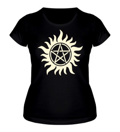 Женская футболка Огненная пентаграмма, свет