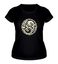 Женская футболка Символ дракона, свет