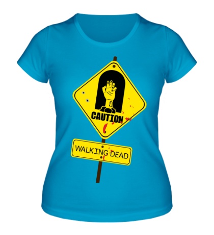 Купить женскую футболку Caution, Walking dead