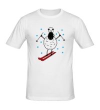 Мужская футболка Овечка на лыжах
