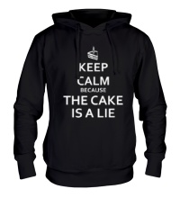 Толстовка с капюшоном Keep calm because the cake is a lie
