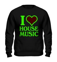 Свитшот I Love House Music Glow