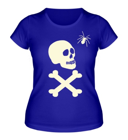 Женская футболка Череп с пауком, свет