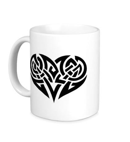 Керамическая кружка «Кельтские узоры в виде сердца»