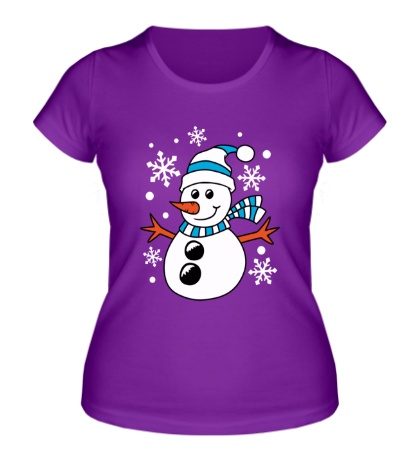 Женская футболка Веселый снеговичок