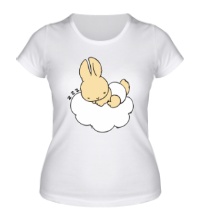 Женская футболка Зайчик на облаке