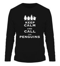 Мужской лонгслив Keep calm and call the penguins of madagascar