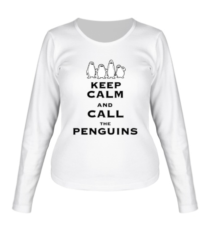 Женский лонгслив Keep calm and call the penguins of madagascar