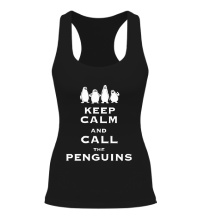 Женская борцовка Keep calm and call the penguins of madagascar