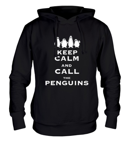 Толстовка с капюшоном Keep calm and call the penguins of madagascar