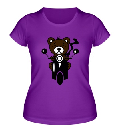 Женская футболка «Медведь на мотороллере»