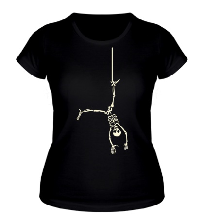 Женская футболка «Висячий скелетик свет»