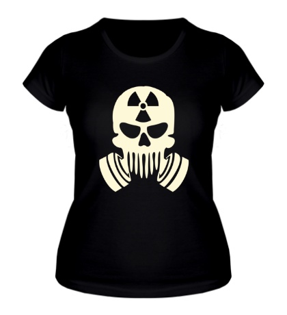 Женская футболка «Радиоактивный череп, свет»