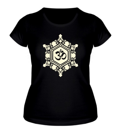 Женская футболка «Ом символ в узорах свет»