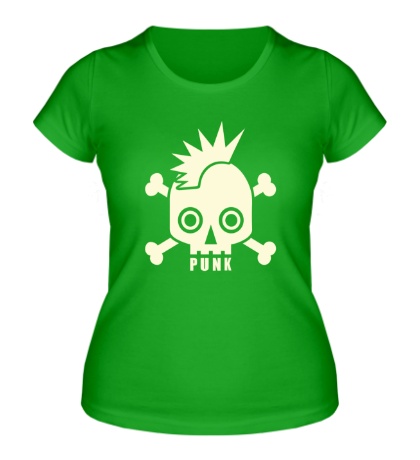 Женская футболка «Панковский череп, свет»