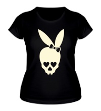 Женская футболка Череп зайца, свет