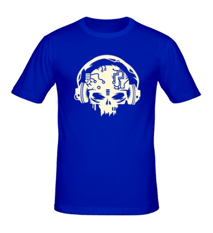 Мужская футболка Электронный череп, свет
