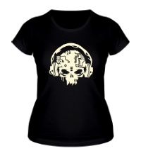 Женская футболка Электронный череп, свет