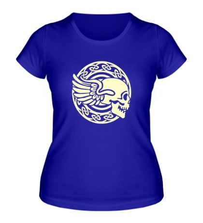 Женская футболка Кельтский череп с крыльями, свет