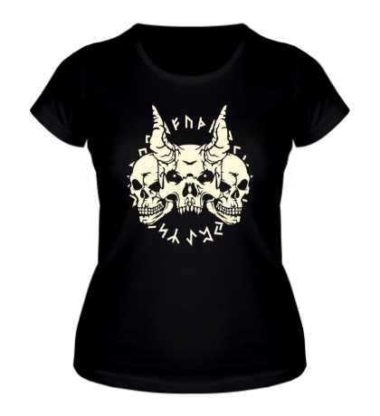 Женская футболка Демонические черепа, свет