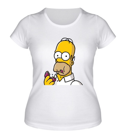 Женская футболка Гомер с Пончиком