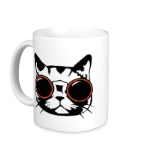 Керамическая кружка Модный кот в очках