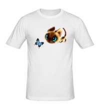 Мужская футболка Котенок с бабочкой