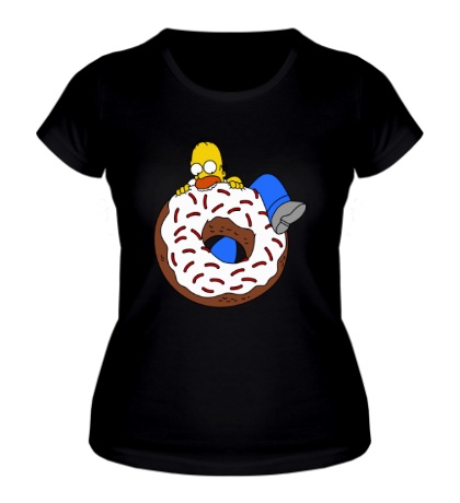 Женская футболка «Гомер ест пончик»
