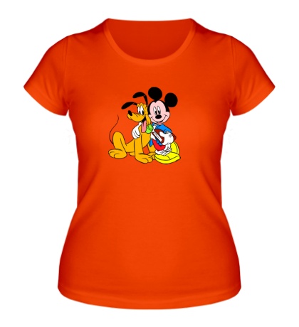 Женская футболка «Микки и Плуто»