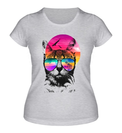 Женская футболка Кот в солнечных очках